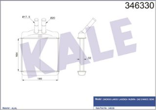 KALORİFER RADYATÖRÜ DAEWOO LANOS 1.5 1.6 16V NUBIRA 1.6 2.0 16/2.0 16V LEGANZA 2.0 2.016V 97=> [BRAZING AL/AL] [164×180×32] resmi