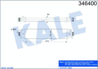 TURBO RADYATÖRÜ İNTERCOOLER DOBLO III BRAVO 07>PUNTO 1.4TJET-1.6DMTJ-1.9DMTJ 05>199A8.000 572X127X50 resmi