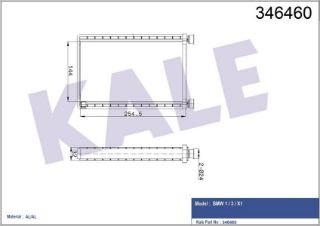 KALORİFER RADYATÖRÜ BMW 1 (E81,E87) 04<12 , (E82,E88) 07=> 3 (E90,E91) 04=> , (E92,E93) 06=> X1 (E84) 09=> [BRAZING AL/AL] [144×254,5×26] resmi