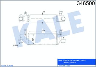 TURBO RADYATÖRÜ İNTERCOOLER FORD FIESTA-FIESTA IV-FOCUS-TRANSİT CONNECT 338X127X73 AL/PL/BRZ resmi