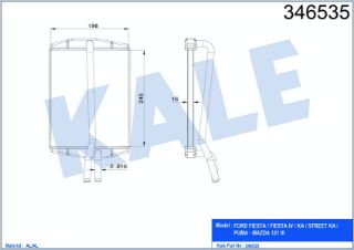 X KALORİFER RADYATÖRÜ BRAZİNG KA 96-08 FİESTA IV 95-02 PUMA 97-02 1.3-1.6 247X198X22 resmi