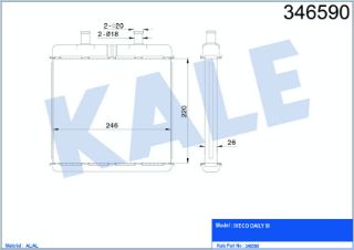 KALORİFER RADYATÖRÜ IVECO DAILY III 99=> (MT) [BRAZING AL/AL] [220×246×26] resmi