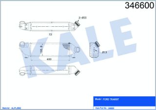 TURBO RADYATÖRÜ İNTERCOOLER TRANSİT V184 ÖNDEN ÇEKER 125PS 01-06 AL/PL/BRZ 399X127X73 resmi