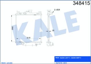 SU RADYATÖRÜ SUBARU JUSTY II SUZUKI SWIFT II 1.0 1.3 1990=> (MT) [BRAZING] [350×318×16] resmi