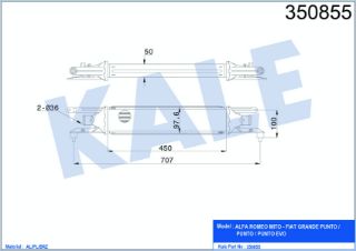 TURBO RADYATÖRÜ FIAT PUNTO 12=> PUNTO EVO 09=> ALFA ROMEO MITO 08=> 1.3DMTJ (MT) [BRAZING] [450×97,6×50] resmi