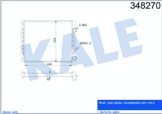 SU RADYATÖRÜ VOLKSWAGEN  POLO POLO CLASSIC LUPO 95=> SEAT AROSA 97=> 1.0 1.4 1.4 16V 1.7/1.9SDI (MT) (NAC) [MEKANİK] [430×378×32] resmi