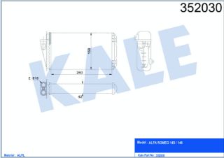 KALORİFER RADYATÖRÜ ALFA 145 1.4 1.6 1.8 1.9TD 2.0 96-01 146 1.4 1.8 1.9JTD 2.0 96-01 resmi