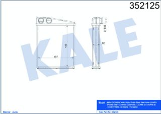 KALORİFER RADYATÖRÜ MERCEDES BENZ (A-CLASS) W169 A160/180/200CDI (B-CLASS) W245 B180/200CDI 04<12 MINI ONE COOPER COOPER S-D 07=> [BRAZING AL/AL] [182×157×32] resmi