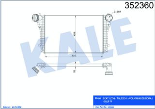 TURBO RADYATÖRÜ VOLKSWAGEN BORO GOLF IV 00<05 SEAT LEON TOLEDO II 00<06 1.9TDI [BRAZING] [625×402×32] resmi