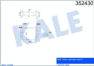 TURBO RADYATÖRÜ İNTERCOOLER AUDI A4 - SEAT EXEO / EXEO ST 2.0 TDI-2.0 TFSI 00=> resmi