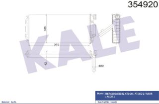 KALORİFER RADYATÖRÜ MERCEDES TRUCKS MERCEDES BENZ ATEGO 98<04 ATEGO 2 AXOR 2 04=> (KABİNSİZ) AL/BRZ 370×188×42 resmi