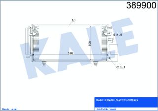 KLİMA RADYATÖRÜ SUBARU LEGACY IV OUTBACK 2.0 2.5 3.0 03<09 (AT/MT) KURUTUCU İLE [BRAZING AL/AL] [598×308×16] resmi