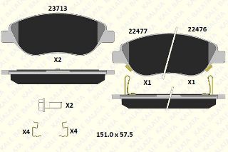 ÖN  BALATA EGEA YM BRAVO 1.4 1.6D 1.9D 2.0D 08> DELTA 1.4 10> 1.6D 08>11> BÜYÜK TİP (8 ADET KLIPS DAHIL) resmi