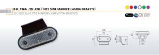 YAN ISARET LAMBASI SIDE MARKER(SALLAMA) 20 LEDLİ SARI BRAKETLI INCE MODEL 12V/24V resmi