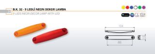 PARMAK LAMBA SIDE MARKER ( DEKOR TİP ) KISA 9 LEDLİ NEON KIRMIZI 12/24V resmi