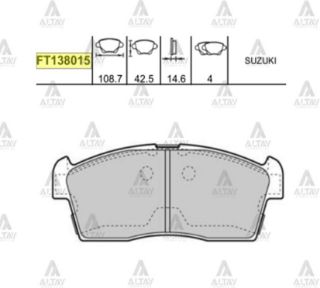 FREN BALATA ALTO 02-12  CARRY 98-01  SIRİON 06=  YRV ÖN YÜKSEKLİK 42,5MM resmi