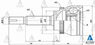 AKS KAFASI DIŞ COROLLA 03-06 1.4 DİZEL  AVENSİS 03= 1.6 BENZİNLİ  ABSLİ 26X58X25 resmi