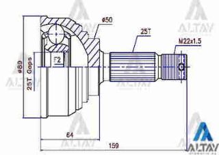 AKS KAFASI DIŞ SONATA  MATRİX 1.5  CRDI SAĞ 25X50X25 resmi