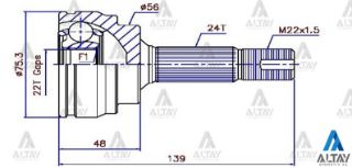 AKS KAFASI DIŞ YARİS 99= 1.3  ABSLİ 24X22X56 resmi