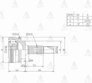 AKS KAFASI DIŞ YARİS 03-05  ABSLİ 48 DİŞ 1.0 1SZFE SCP10 24X28X56 resmi