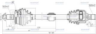 AKS KOMPLE ÖN IX-20 10-14  VENGA 10=  1.4 DİZEL M-T SAĞ ABSLİ 46 DİŞ 967MM resmi