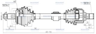 AKS KOMPLE ÖN IX-20 10-14  VENGA 10=  1.4 DİZEL M-T SOL ABSLİ 46 DİŞ 672MM resmi