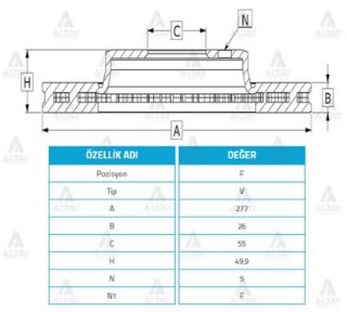 FREN DİSKİ AVENSİS 03-08  ÖN HAVALI 277-5 resmi