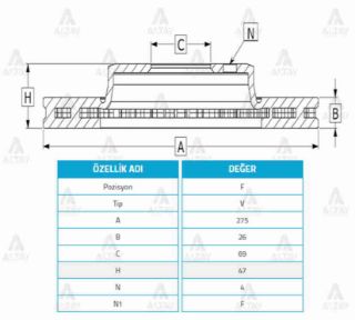 FREN DİSKİ CERATO 04-08  ÖN HAVALI 275-4 resmi
