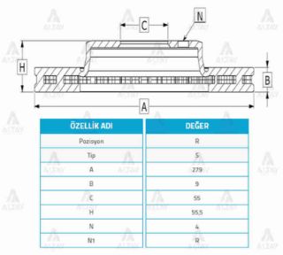 FREN DİSKİ COROLLA 03-07  COROLLA-VERSO 04-07  1.4 D4D DİZEL ARKA DÜZ 279-4 resmi