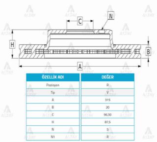 FREN DİSKİ SORENTO 02-06  ARKA DÜZ 315-5 resmi