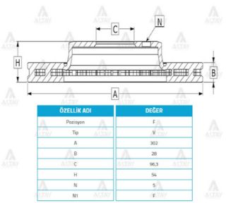 FREN DİSKİ SORENTO 02-10  ÖN HAVALI 302-5 resmi