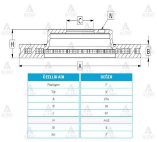 FREN DİSKİ STAREX 03-08 LİBERO  H-100 04-17  ÖN HAVALI 275-5 resmi