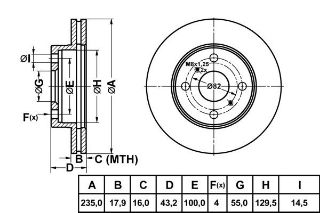 FREN DISK ON HAVA KANALLI 235-4 ( TOYOTA: YARIS 99 - 02 ) resmi