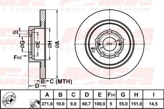 FREN DISK ARKA DUZ 271-5 ( TOYOTA: AVENSIS 00 - 02 ) resmi