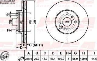 FREN DISK ON HAVA KANALLI 255-4 (TOYOTA: YARIS 02>10  "1.3-1.4 D4D"  ) resmi