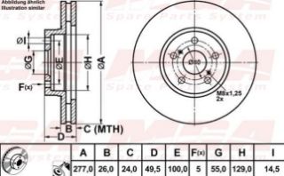 FREN DISK ON HAVA KANALLI 277-5 ( TOYOTA: AVENSIS II 03 - 08 ) resmi