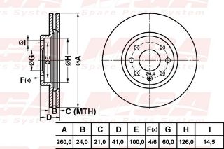 FREN DISK ON HAVA KANALLI 260-4 ( OPEL: CORSA C COMBO TOUR MERIVA 00 -  ) resmi