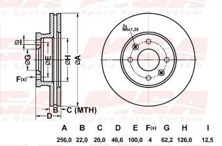 FREN DISKI ON HAVALI (256-4)-(HYUNDAI: ACCENT-ERA 07>11/I20 08>11/RIO 05>11 ) resmi