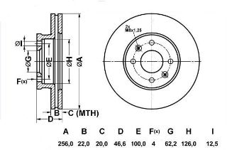 FREN DISKI ON HAVALI (256-4)-(HYUNDAI: ACCENT-ERA 07>11/I20 08>11/RIO 05>11 ) "COATING / KAPLAMALI" resmi