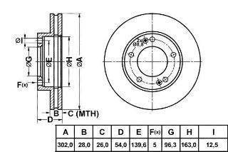 FREN DISK ON HAVA KANALLI 302-5 ( KIA: SORENTO 02 - 10 ) resmi