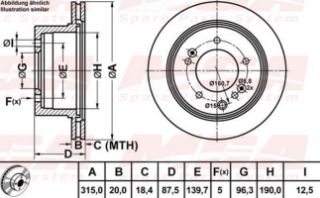 FREN DISK ARKA DUZ 315-5 (KIA: SORENTO 02 - 10 ) resmi