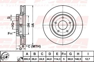 FREN DISK ON HAVA KANALLI 296-5 ( NISSAN: QASHQAI XTRAIL 07 - 12 ) resmi