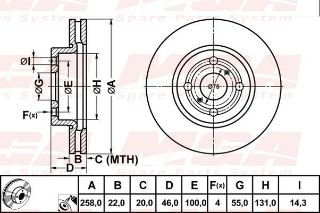 FREN DISK ON HAVA KANALLI 258-4 ( TOYOTA: YARIS 06 - 11  ) resmi