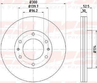FREN DISK ON HAVA KANALLI 300-6 ( HYUNDAI: STAREX H1-CARGO (TQ) 08 - 12 ) resmi