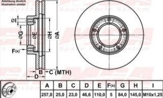 FREN DISK ON HAVA KANALLI 257-5 ( TOYOTA: HILUX IV V VI 89 - 96 / TOYOTA: HIACE 90 - 04) LN85 resmi