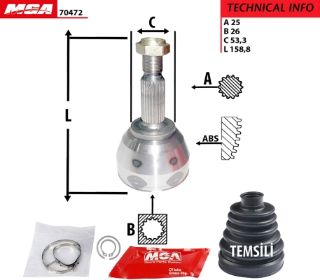 AKS KAFASI DIŞ SAG/SOL( FORD : CONNECT 90PS 1.8TDCİ 02- 25×26×53.3) resmi