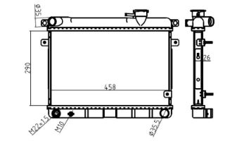 SU RADYATORU  MEKANIK KAPAKLI  FIAT 131 1.6 M-T 1979-2003 ALUMINYUM BRAZING 26mm  290×458×26 resmi