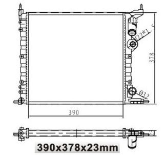 SU RADYATORU MEKANİK ( RENAULT : CLIO I 1.4 8V E7J NAC MEK VIT. R19 1.4 E7J NAC ) 390×378×23 resmi