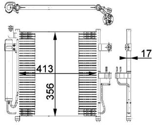 KLIMA RADYATOR-(HYUNDAI: ACCENT 00>06 "BENZINLI") 424×364×17 resmi