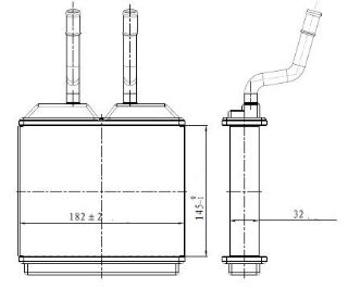 KALORİFER RADYATORU BRAZING (OPEL COMBO / CORSA B / TIGRA - CHEVROLET CORSA) 182×145×32 resmi